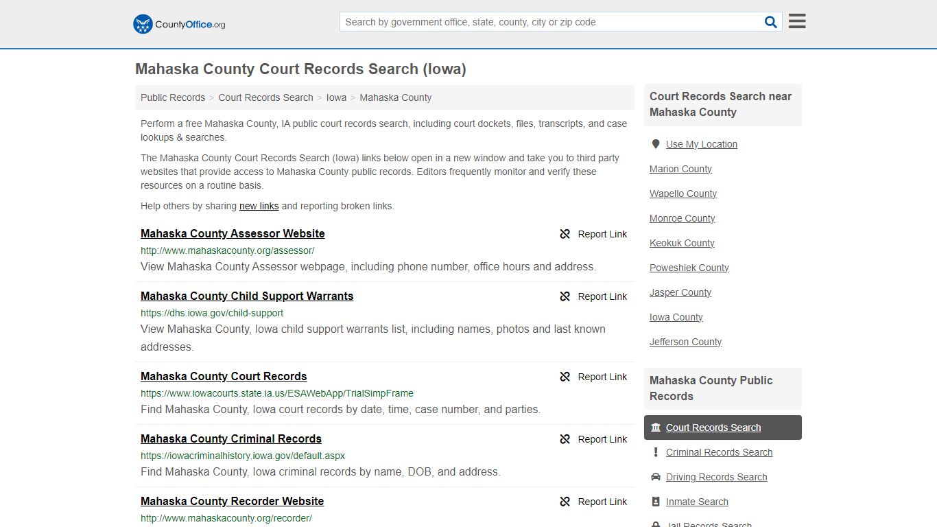 Mahaska County Court Records Search (Iowa) - County Office